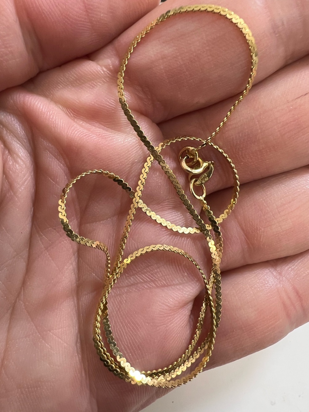 14K Gold Wavy Snake Chain Necklace